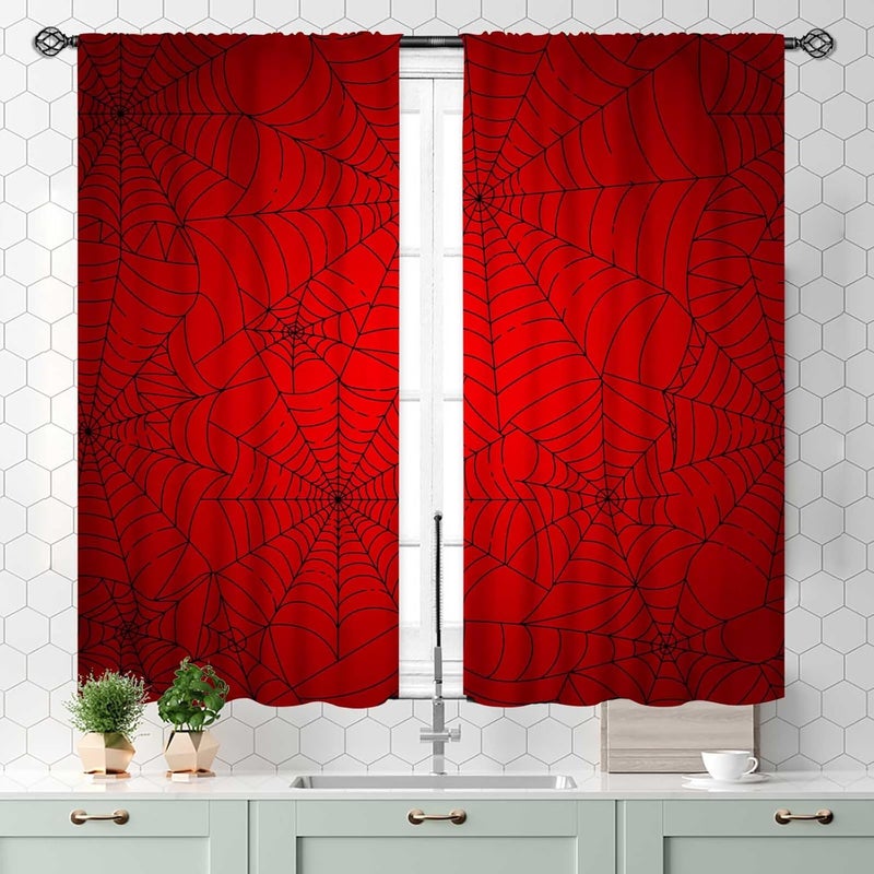 TKUYO Super Hero Spider Curtains, Red Superhero Spider Web Boys Curtains for Kids Baby Room Living Room Bedroom Nursery Playroom Blackout Drapes 2 Panel Sets, 55x39 Inch - Image 3